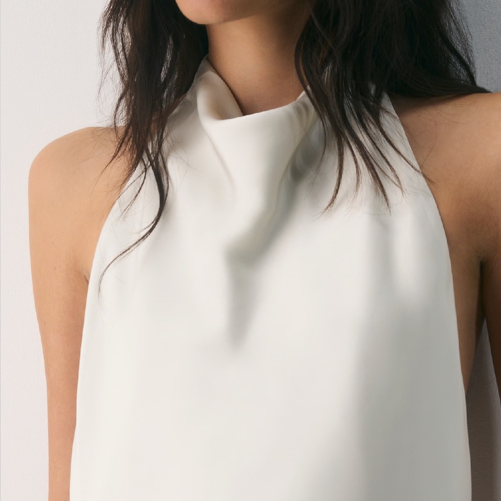 Aritzia Satin Midi Dress in Matte Pearl